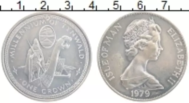 Монета крона Острова Мэн 1979 года Серебро 1000 лет Тинвальду