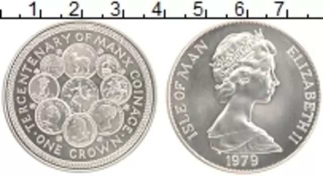 Монета крона Острова Мэн 1979 года Серебро Елизавета II