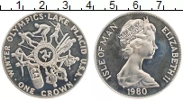 Монета крона Острова Мэн 1980 года Медно-никель Олимпийские игры