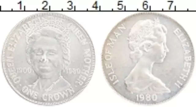 Монета крона Острова Мэн 1980 года Серебро Елизавета II