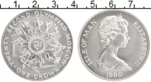 Монета крона Острова Мэн 1980 года Серебро Елизавета II