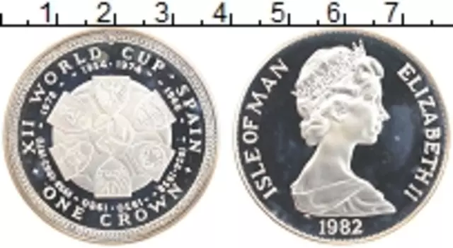 Монета крона Острова Мэн 1982 года Серебро Елизавета II