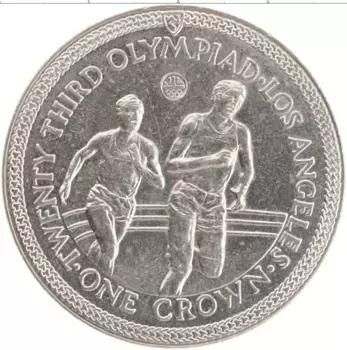 Монета крона Острова Мэн 1984 года Медно-никель Олимпийские игры