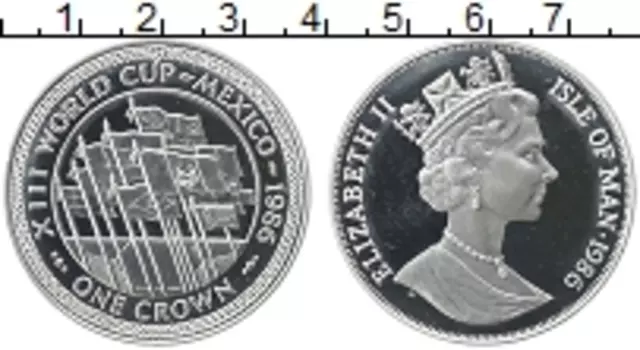Монета крона Острова Мэн 1986 года Серебро Елизавета II