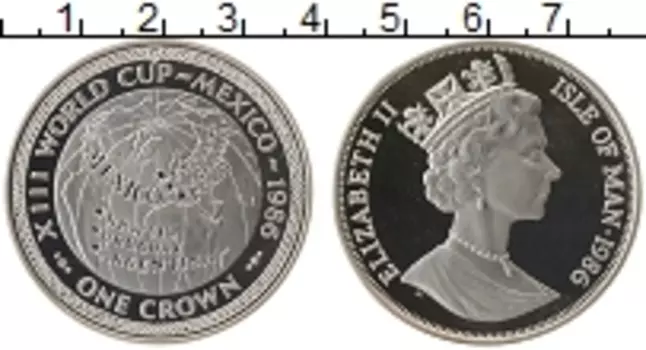 Монета крона Острова Мэн 1986 года Серебро Елизавета II