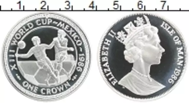 Монета крона Острова Мэн 1986 года Серебро Елизавета II