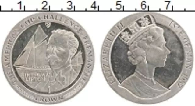 Монета крона Острова Мэн 1987 года Медно-никель Томас Липтон