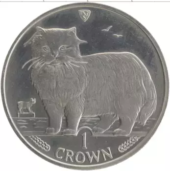 Монета крона Острова Мэн 1989 года Медно-никель Персидская кошка