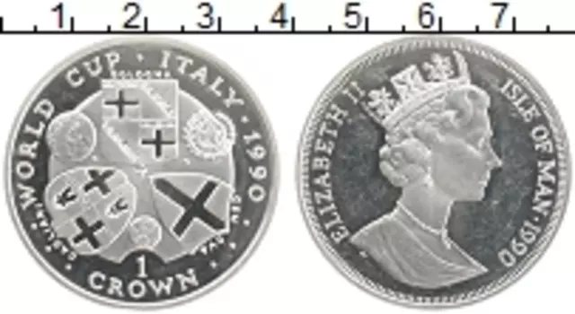 Монета крона Острова Мэн 1990 года Серебро Елизавета II