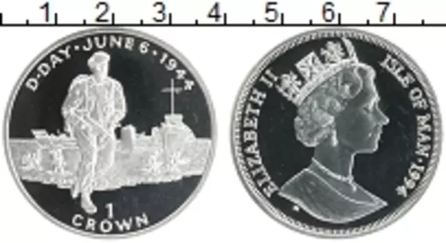 Монета крона Острова Мэн 1994 года Серебро Елизавета II