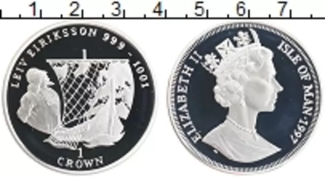 Монета крона Острова Мэн 1997 года Серебро Елизавета II