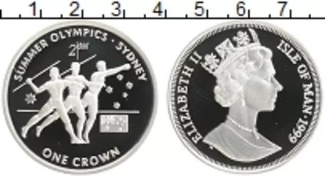 Монета крона Острова Мэн 1999 года Серебро Елизавета II
