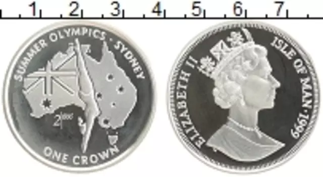 Монета крона Острова Мэн 1999 года Серебро Елизавета II