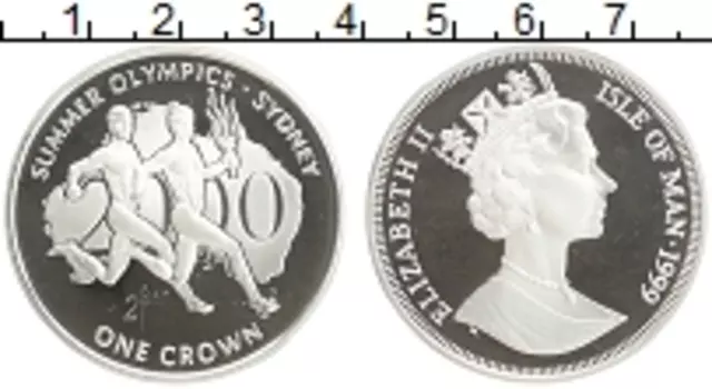 Монета крона Острова Мэн 1999 года Серебро Елизавета II