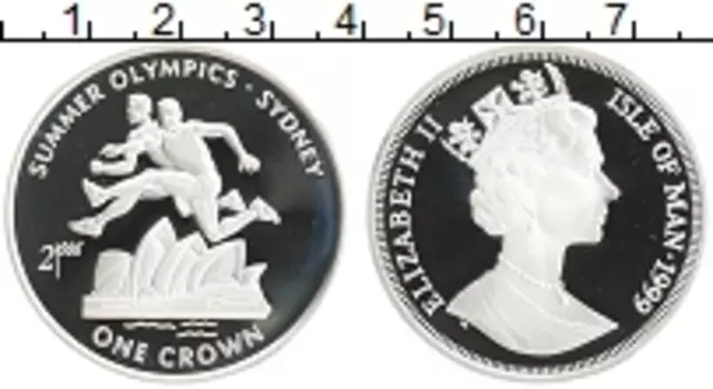Монета крона Острова Мэн 1999 года Серебро Елизавета II