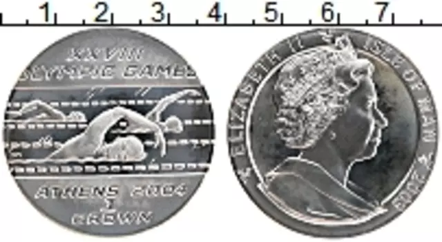 Монета крона Острова Мэн 2003 года Серебро Елизавета II