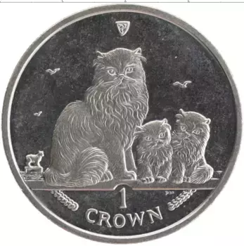 Монета крона Острова Мэн 2005 года Медно-никель Гималайская кошка