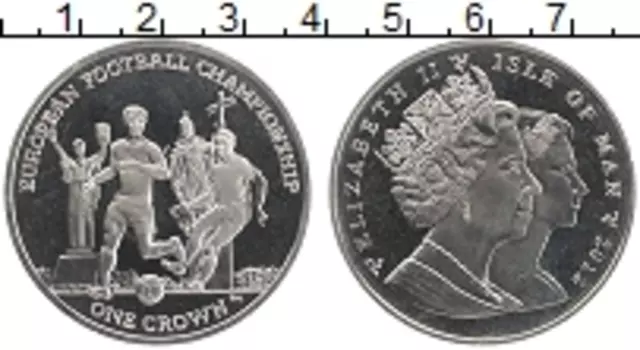 Монета крона Острова Мэн 2012 года Медно-никель Чемпионат Европы по футболу