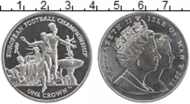 Монета крона Острова Мэн 2012 года Медно-никель Чемпионат Европы по футболу