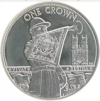 Монета крона Острова Мэн 2012 года Серебро 60 лет Правления королевы Елизаветы II