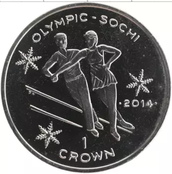 Монета крона Острова Мэн 2013 года Медно-никель XXII зимние Олимпийские Игры, Сочи 2014 - Фигурное катание