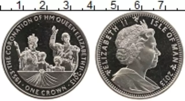 Монета крона Острова Мэн 2013 года Медно-никель 60 лет коронации королевы Елизаветы II