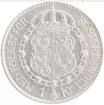Монета крона Швеции 1939 года Серебро Густав V