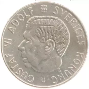 Монета крона Швеции 1967 года Медно-никель Густав VI Адольф
