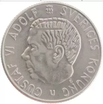 Монета крона Швеции 1969 года Медно-никель Густав VI Адольф