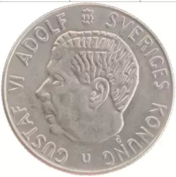 Монета крона Швеции 1970 года Медно-никель Густав VI Адольф