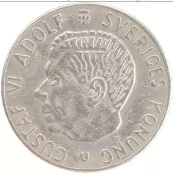 Монета крона Швеции 1973 года Медно-никель Густав VI Адольф