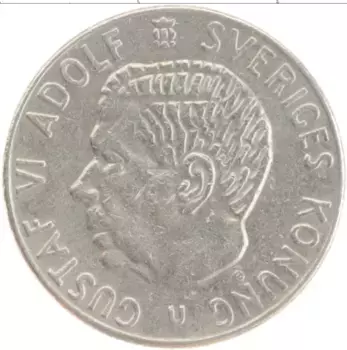 Монета крона Швеции 1973 года Медно-никель Густав VI Адольф