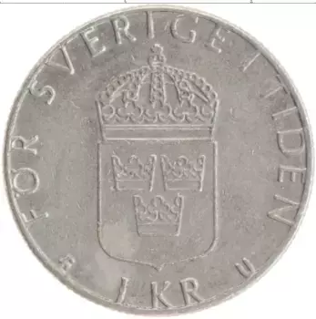 Монета крона Швеции 1977 года Медно-никель Карл XVI Густав