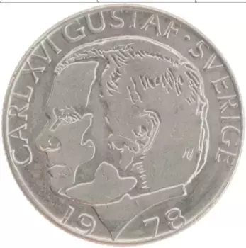 Монета крона Швеции 1978 года Медно-никель Карл XVI Густав