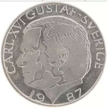Монета крона Швеции 1987 года Медно-никель Карл XVI Густав