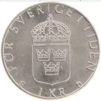 Монета крона Швеции 1987 года Медно-никель Карл XVI Густав