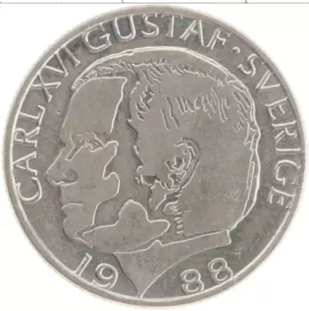 Монета крона Швеции 1988 года Медно-никель Карл XVI Густав