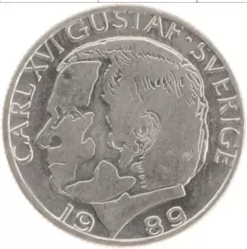 Монета крона Швеции 1989 года Медно-никель Карл XVI Густав