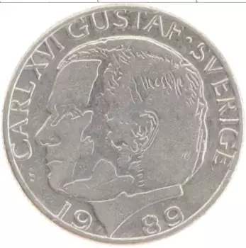 Монета крона Швеции 1989 года Медно-никель Карл XVI Густав