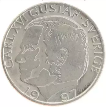 Монета крона Швеции 1997 года Медно-никель Карл XVI Густав