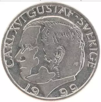Монета крона Швеции 1999 года Медно-никель Карл XVI Густав