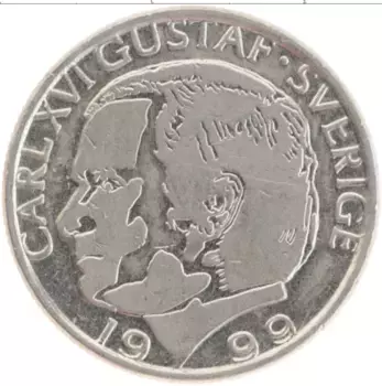 Монета крона Швеции 1999 года Медно-никель Карл XVI Густав