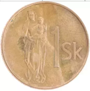 Монета крона Словакии 2002 года Латунь