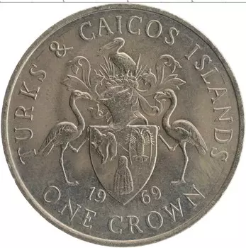 Монета крона Теркc и Кайкоса 1969 года Медно-никель Елизавета II