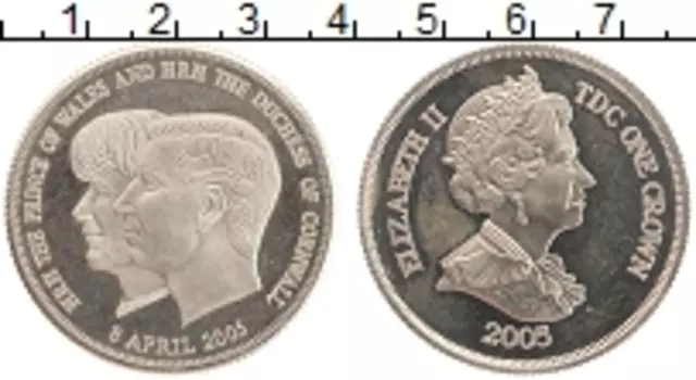 Монета крона Тристан-да-Куньи 2005 года Медно-никель Елизавета II