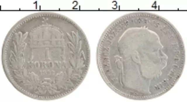 Монета крона Венгрии 1892 года Серебро Франс Иосиф I (Редкий год)