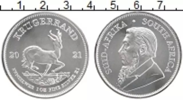 Монета крюгерранд Южно Африканской Республики 2021 года Серебро Пауль Крюгер