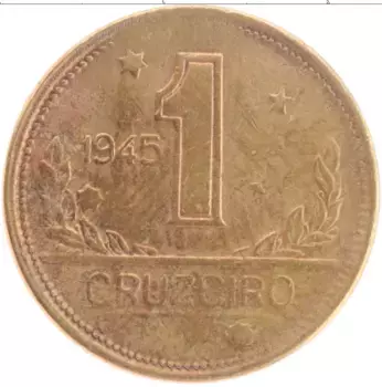 Монета крузейро Бразилии 1945 года Латунь