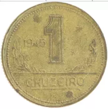 Монета крузейро Бразилии 1945 года Латунь