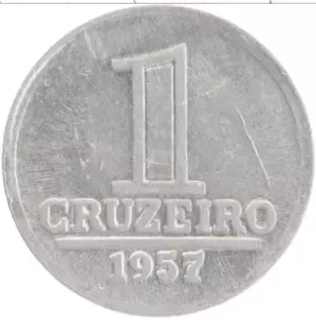 Монета крузейро Бразилии 1957 года Алюминий
